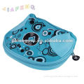 Joint Triangle PU Design Sea Blue Rubber PU Zipper Cosmetic Bag with Full Color Printing